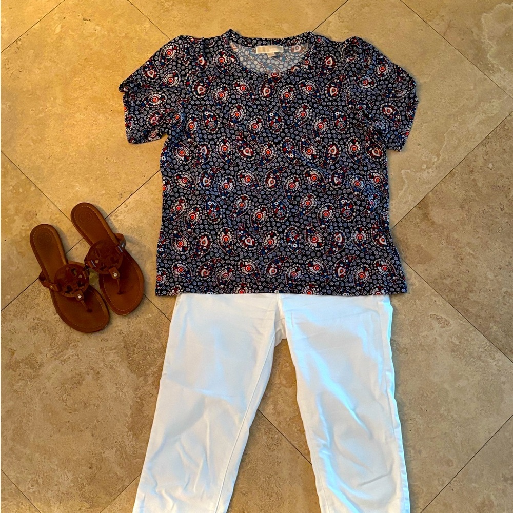 Barely work Michael Kors paisley short sleeve blouse